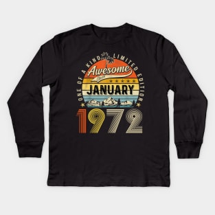 Awesome Since January 1972 Vintage 51st Birthday Kids Long Sleeve T-Shirt